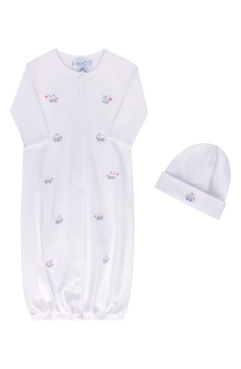 Embroidered Cotton Gown & Hat Set (Baby)