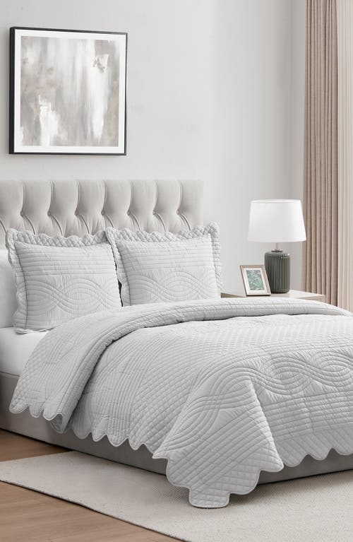 Vcny Home Scallop Microfiber Quilt Set In Gray