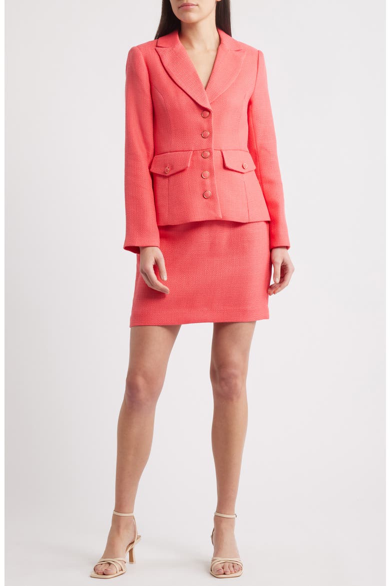 Cinch Waist Bouclé Jacket, Alternate, color, SUNSET