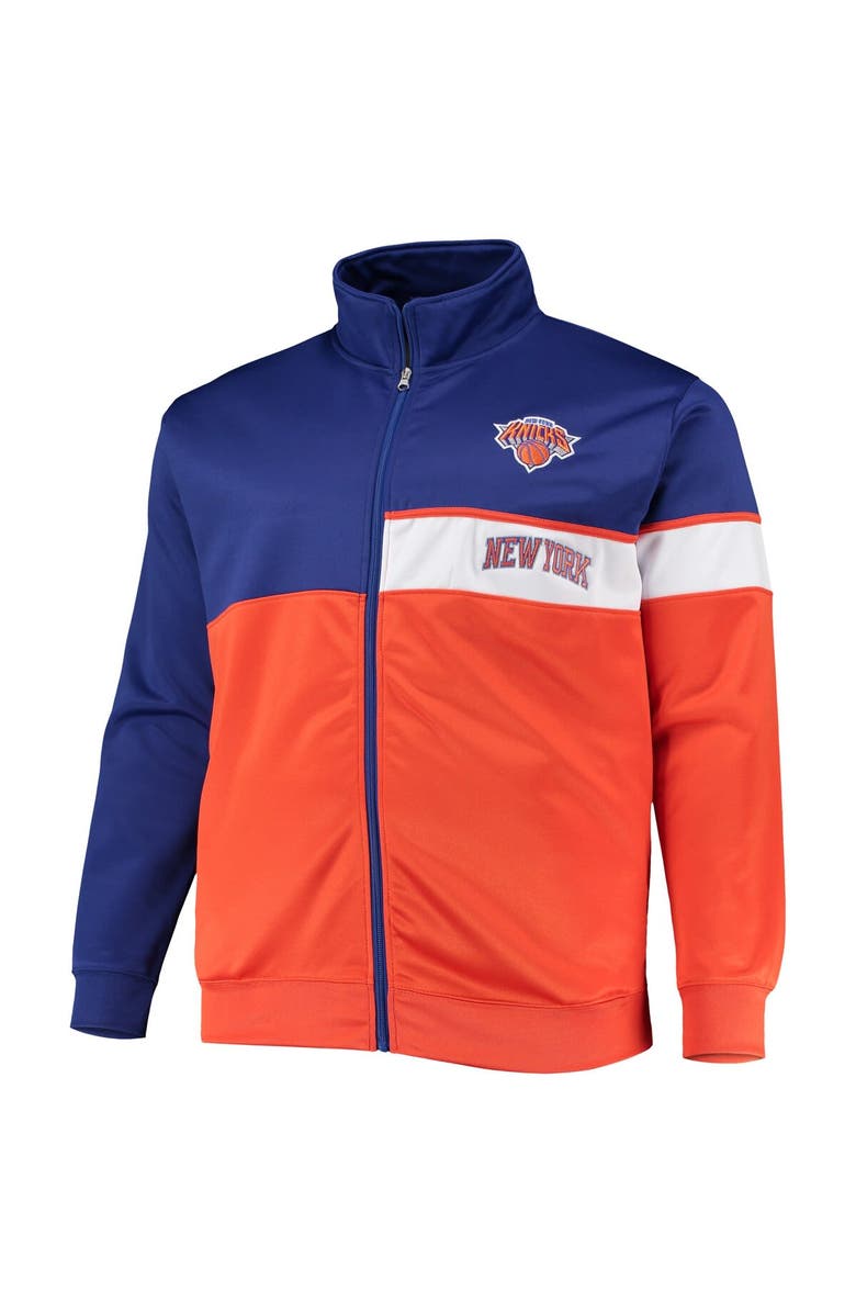PROFILE Men's Blue/Orange New York Knicks Big & Tall Pieced Body Full-Zip Track Jacket, Alternate, color, 