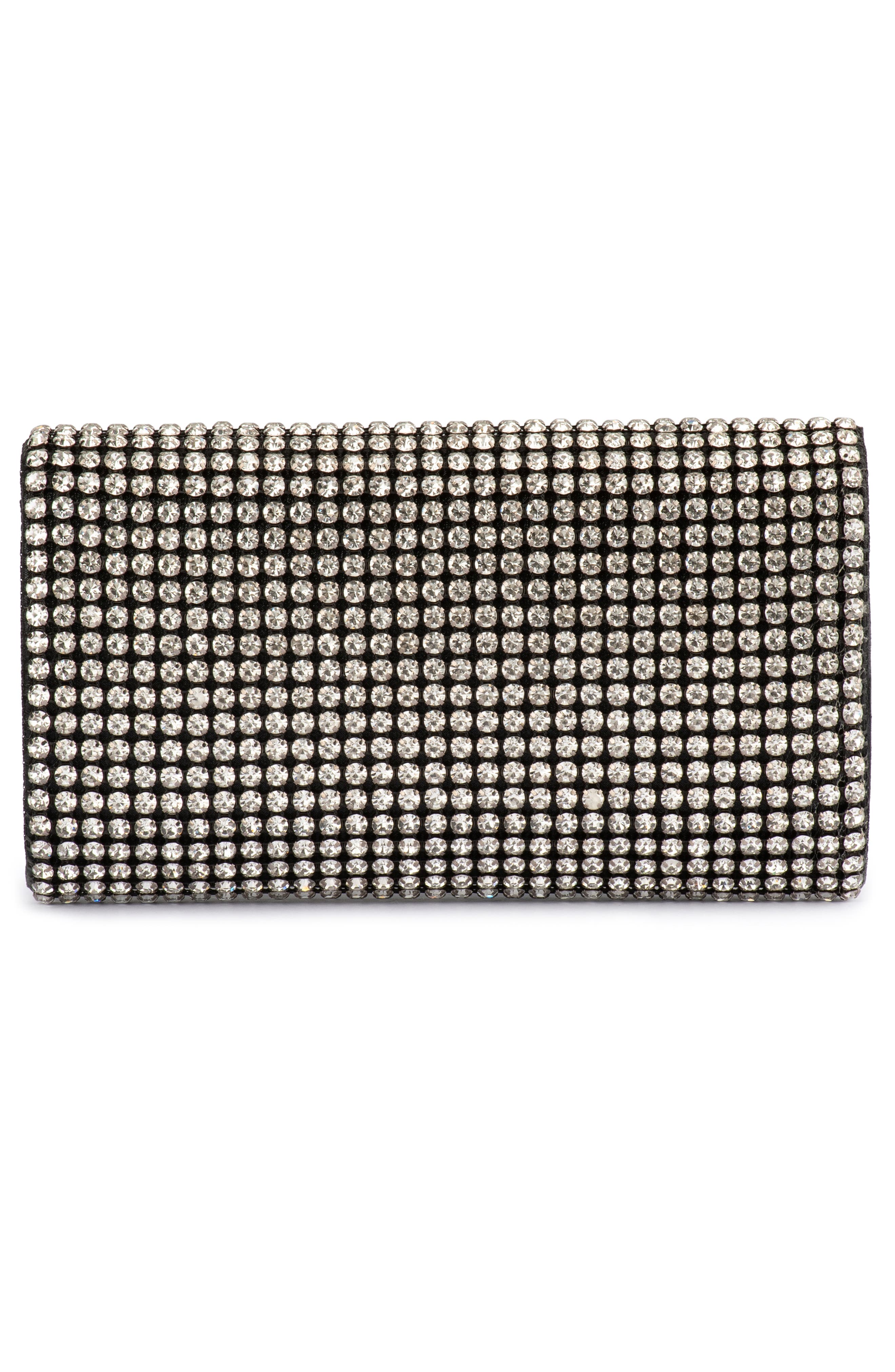 Olga Berg Mariana Crystal Clutch, Alternate, color, Black