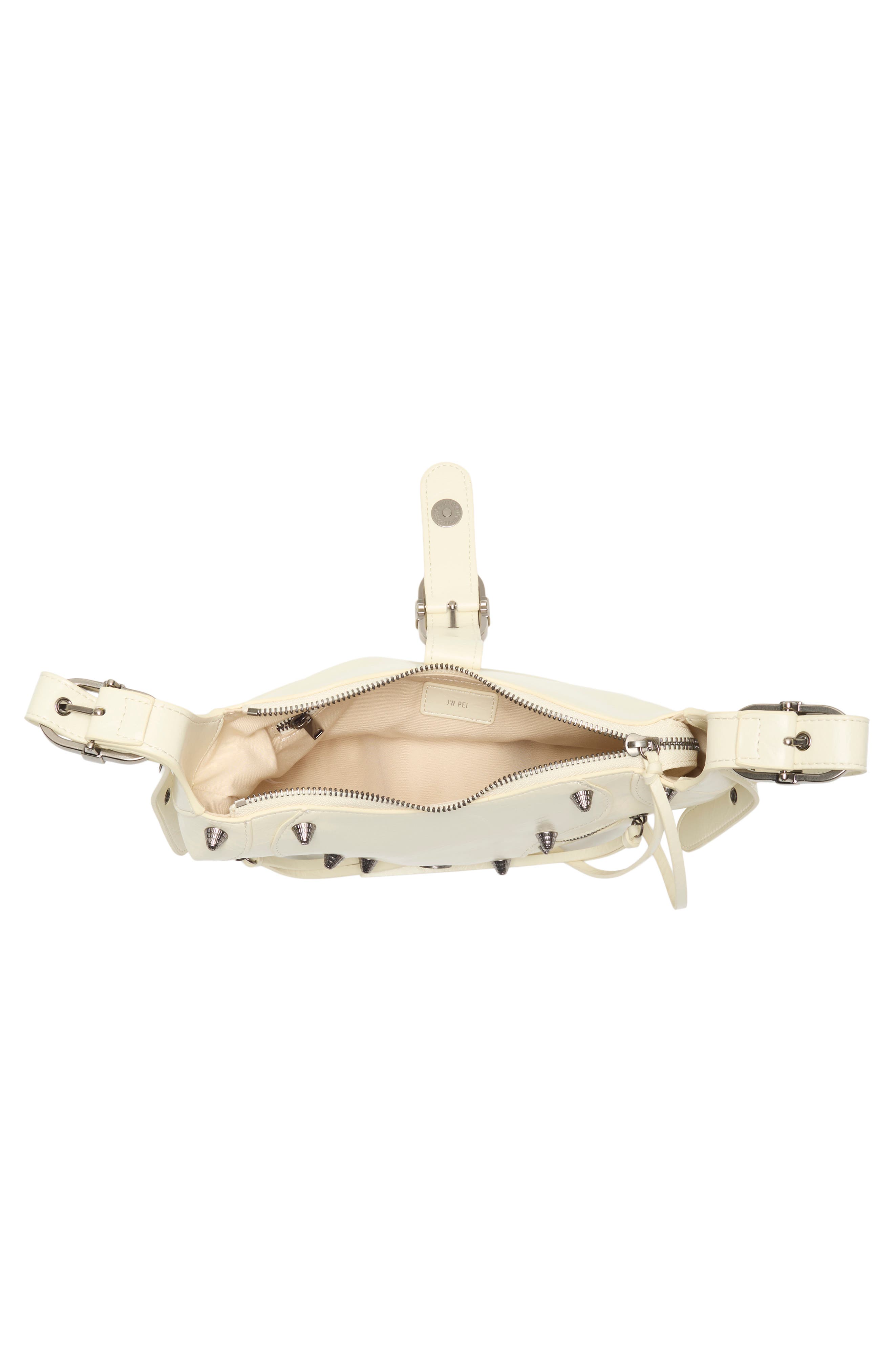 Tessa Moto Zip Shoulder Bag, Alternate, color, WHITE
