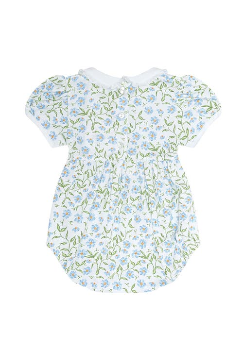 Nellapima Blue Vines Print Smocked Bubble In Blue