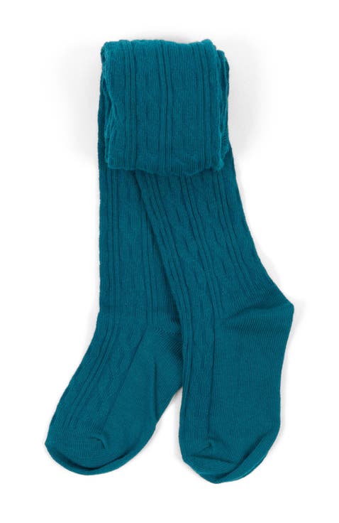 Girls Cable Knit Tights, Cotton Blend
