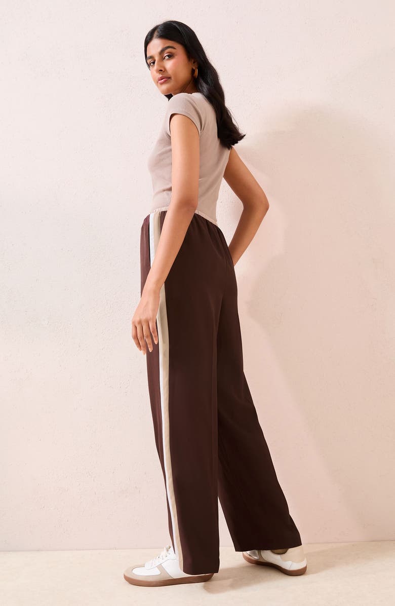 Friends Like These Side Stripe Drawstring Wide Leg Pants, Alternate, color, Brown