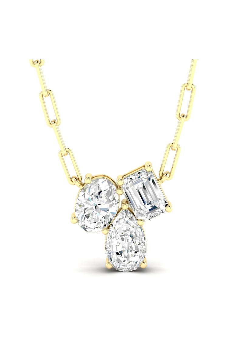 Multi Shape Cluster Lab Diamond Necklace in 14K, Main, color, Yellow Gold