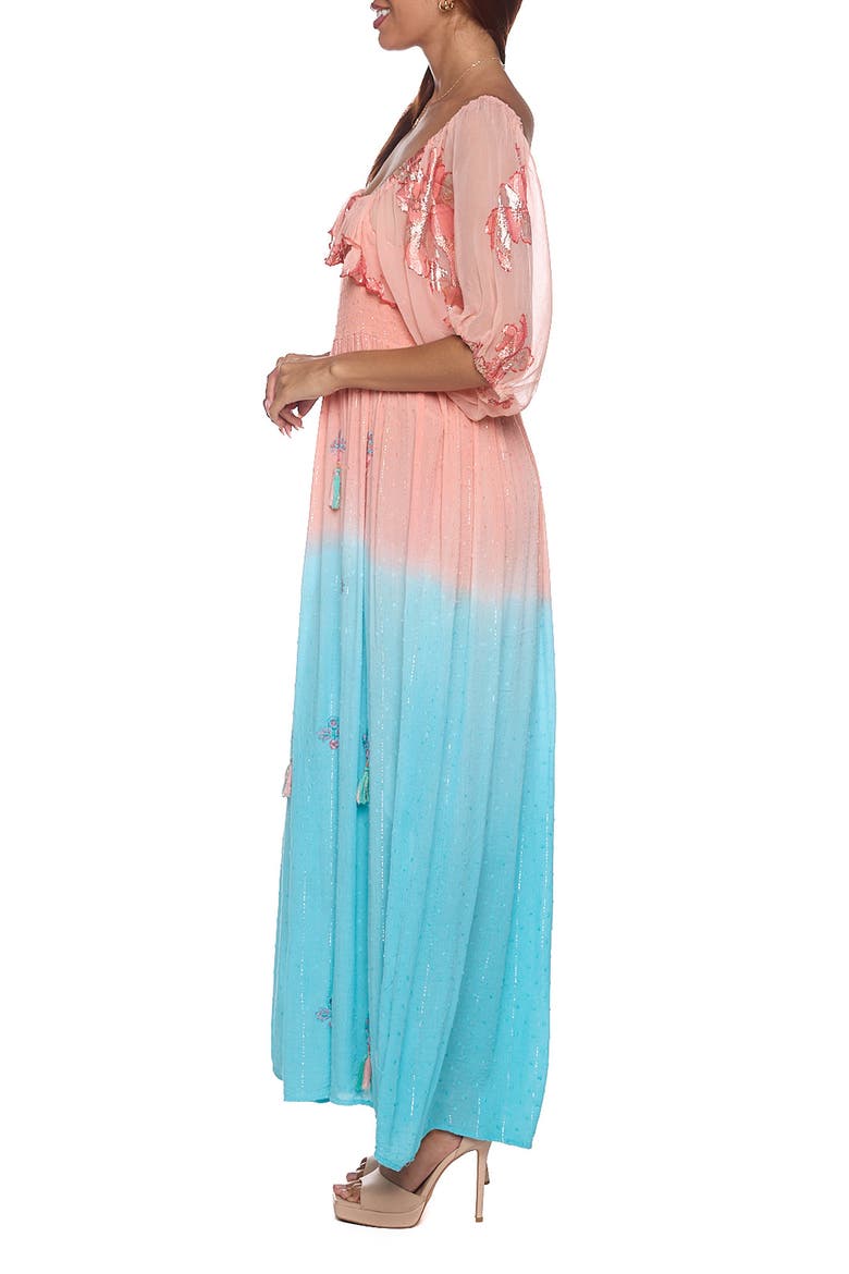 Dip Dye Maxi Dress, Alternate, color, CORAL