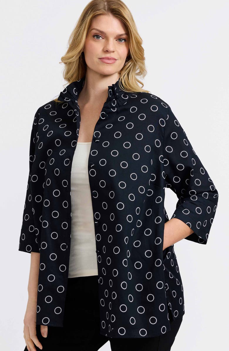 Foxcroft Carolina Circle Print Cotton Button-Up Shirt, Alternate, color, 