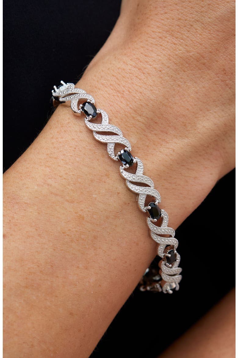 Sapphire & Cubic Zirconia Bracelet, Alternate, color, SILVER/ BLACK