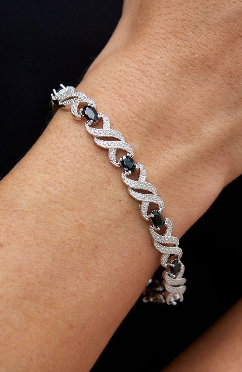 SAVVY CIE JEWELS Sapphire & Cubic Zirconia Bracelet, Alternate, color, Silver/ Black