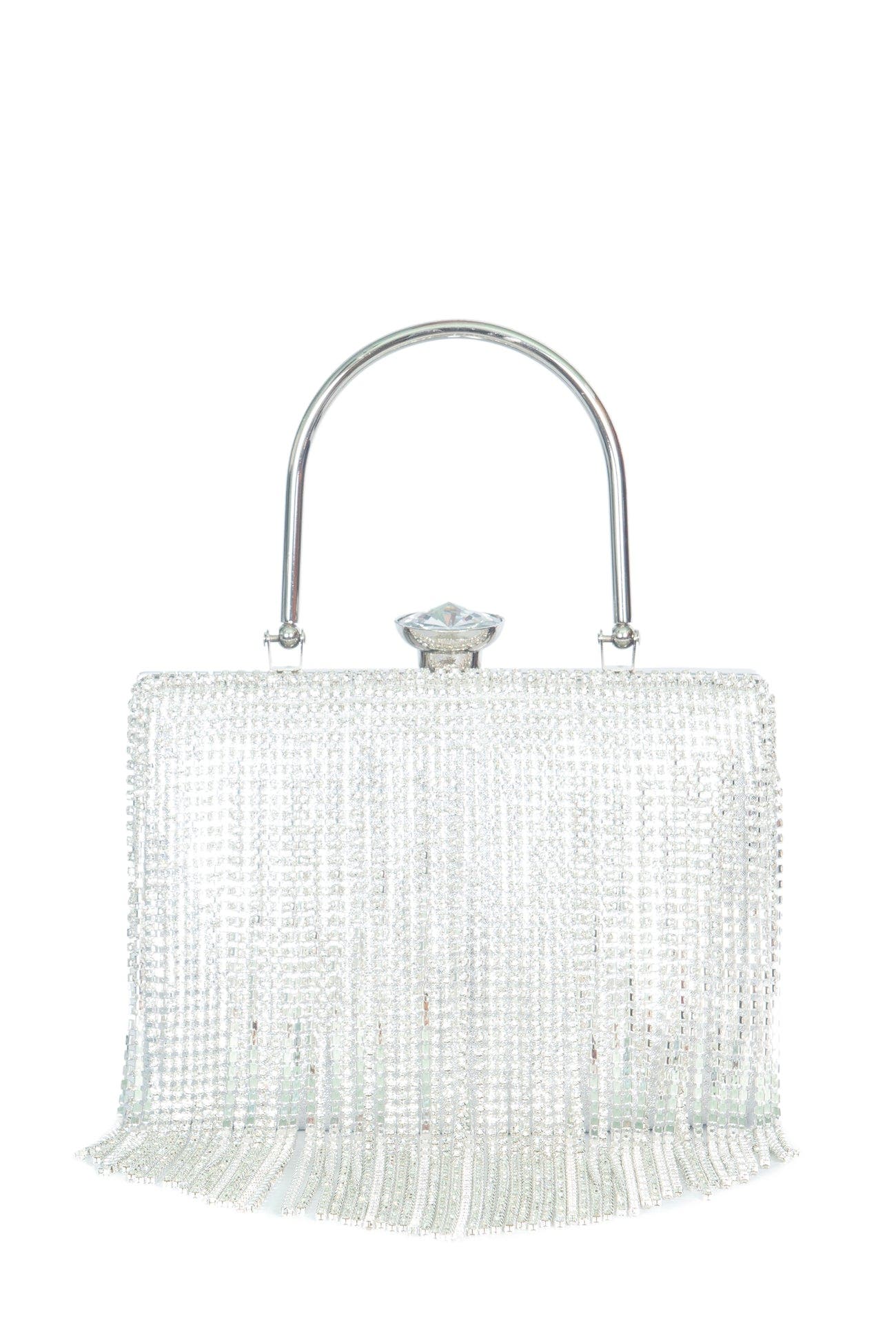 Lauren Lorraine Dangle Clutch, Main, color, Silver