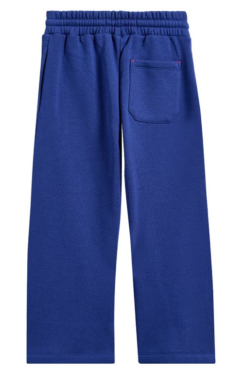 Shop Mini Boden Kids' Cherry Appliqué Wide Leg Graphic Sweatpants In Starboard Blue Cherries