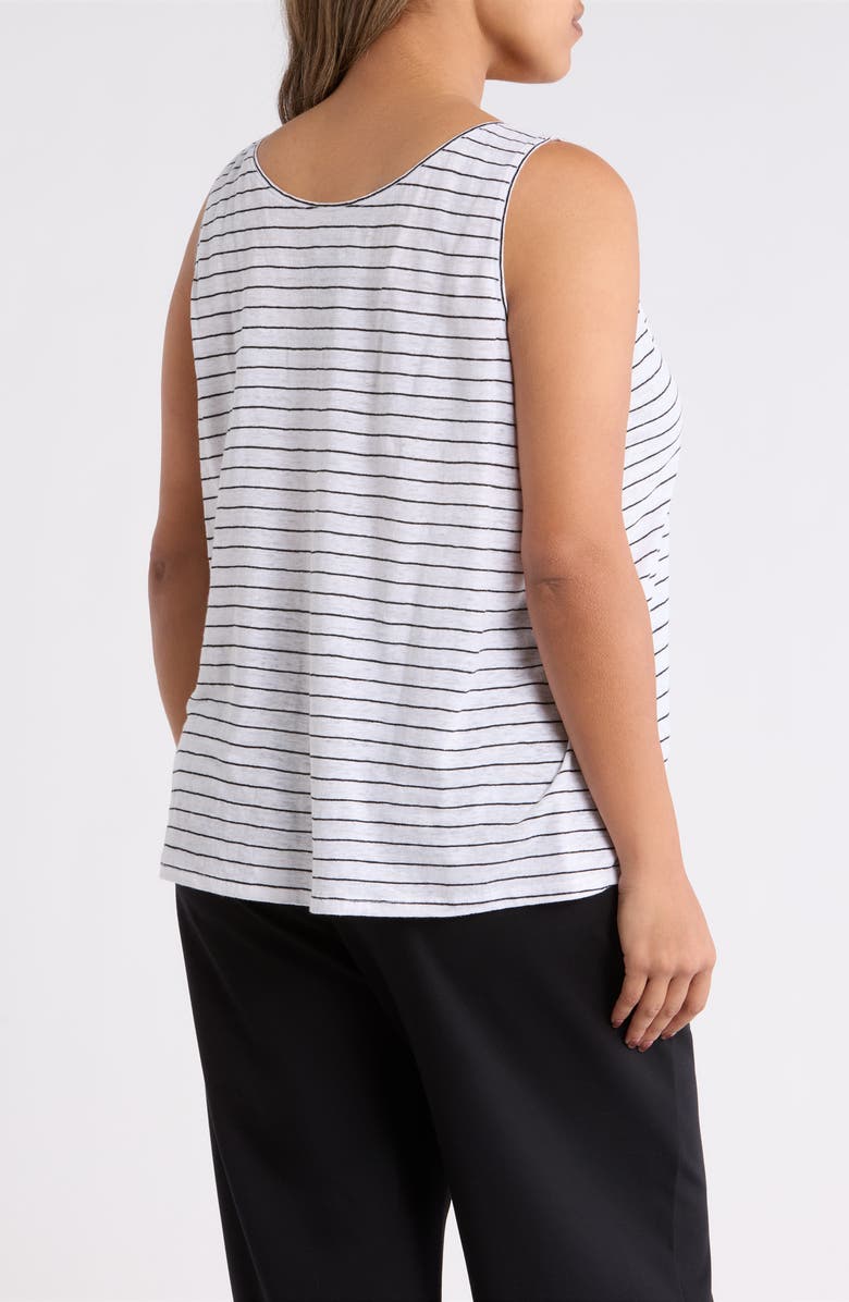 Eileen Fisher Stripe Organic Linen Tank, Alternate, color, White/ Black