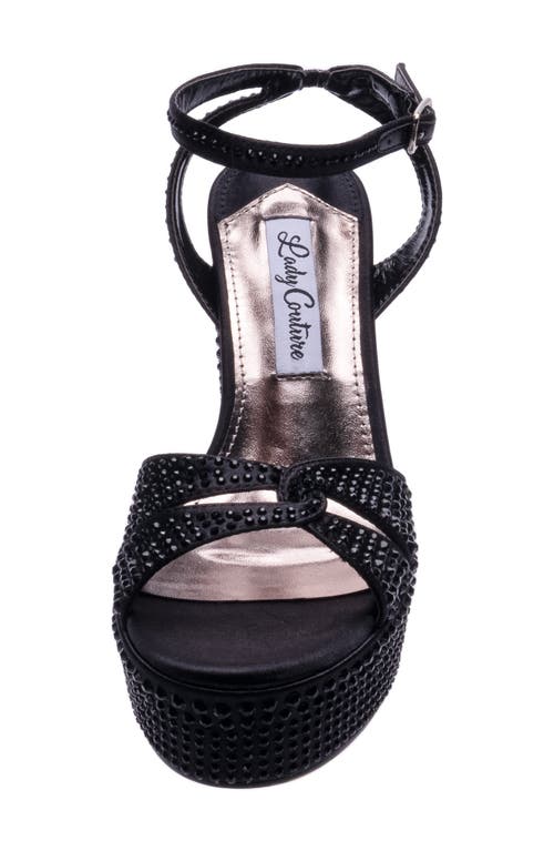 Lady Couture Rhinestone Platform Ankle Strap Sandal In Black