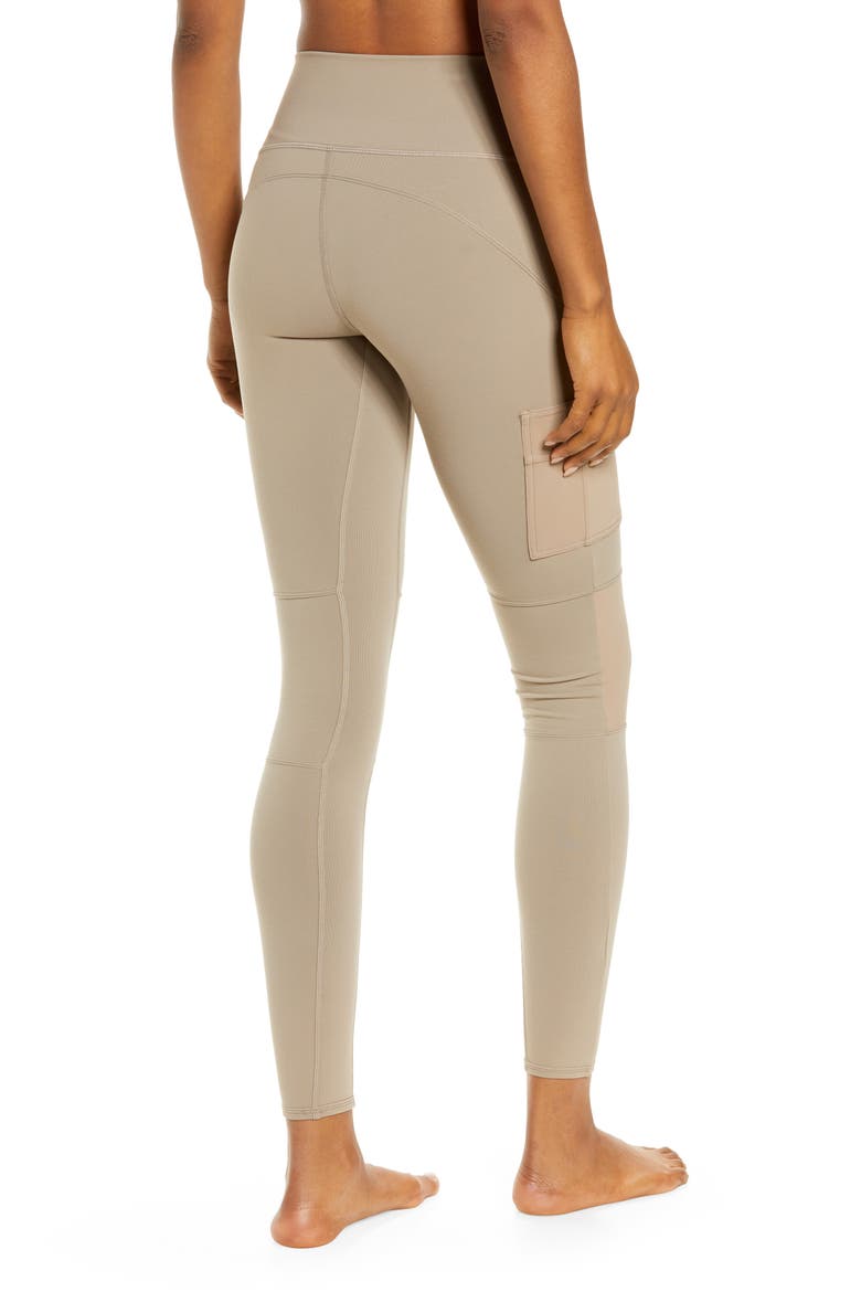 High Waist Cargo Leggings, Alternate, color, GRAVEL