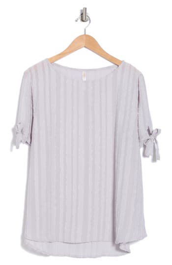 RENEE C RENEE C STRIPE SHORT SLEEVE SEMISHEER TOP