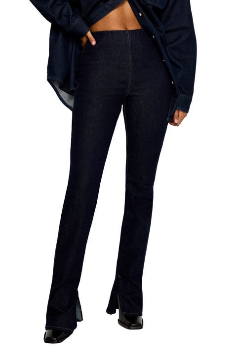 Super High Waist Denim Flare Pants (Regular & Plus)