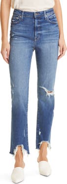 Jonathan Simkhai Standard River High Waist Distressed Straight Leg Jeans