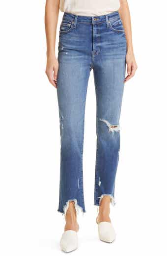 Jonathan Simkhai Standard River High Waist Distressed Straight Leg Jeans