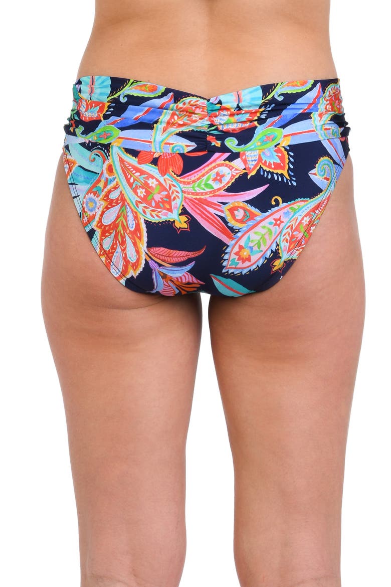 Tropidelic Paisley Shirred Banded Bikini Bottoms, Alternate, color, BLUE MULTI