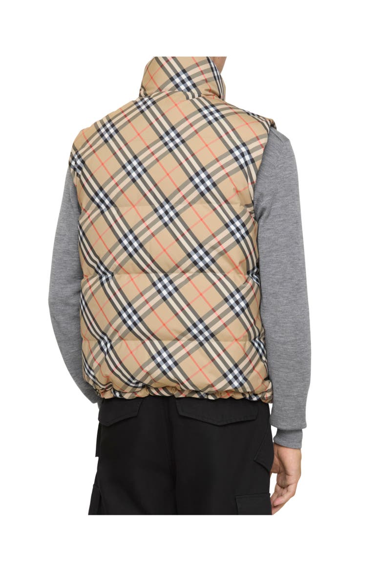 Reversible Check Puffer Gilet, Alternate, color, Sand beige