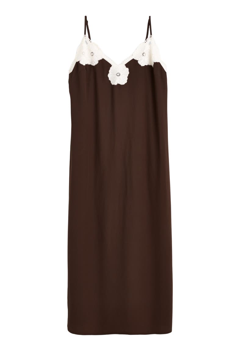 V-Neck Midi Slipdress, Main, color, DARK BROWN