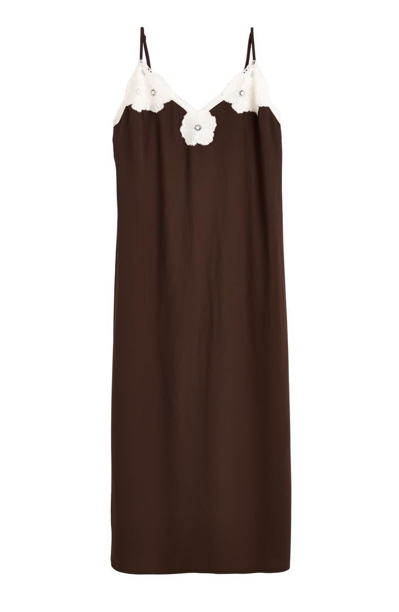 Madewell V-Neck Midi Slipdress, Main, color, Dark Brown