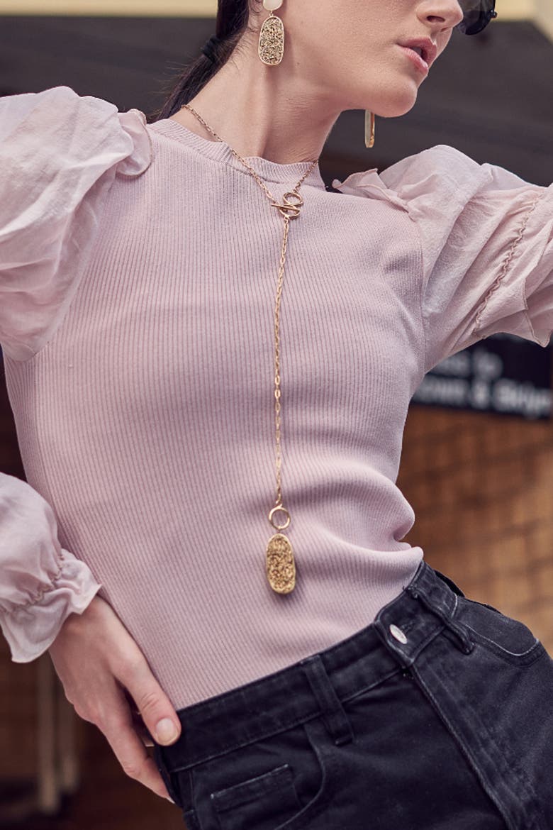Element Pendant Long Necklace, Alternate, color, Gold