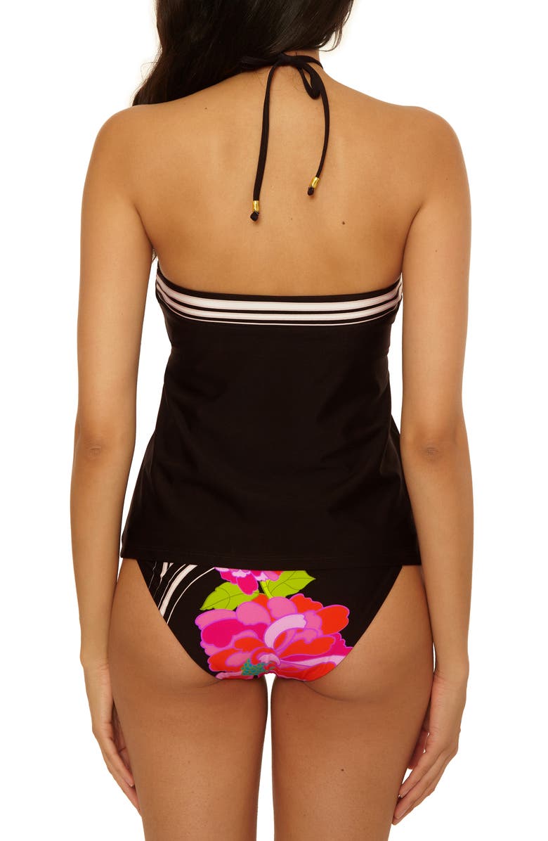 Trina Turk Bougainvillea Reversible Halter Tankini, Alternate, color, Black Multi
