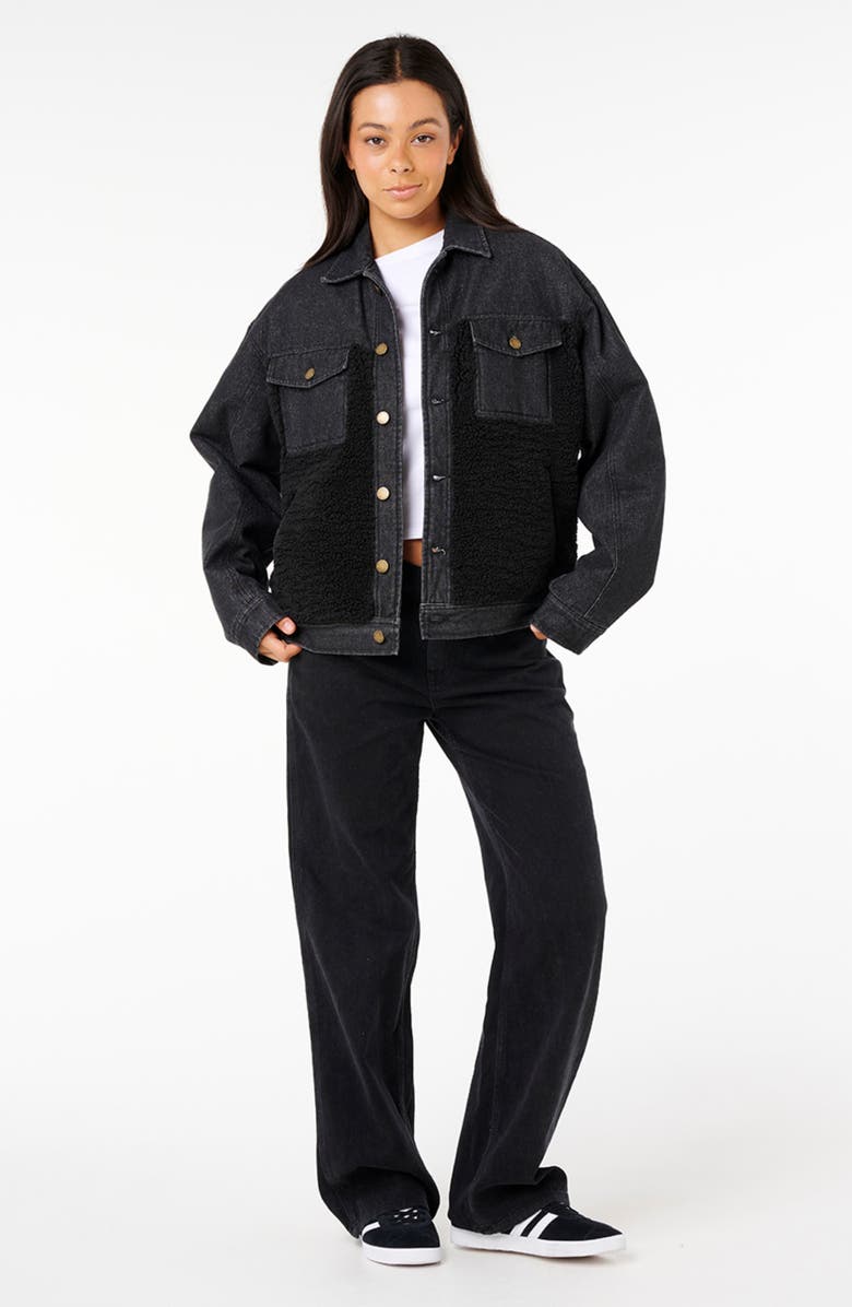 Rip Curl Cruisin Fleece Trim Denim Jacket, Alternate, color, Black