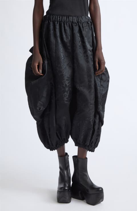Floral Jacquard Wide Leg Pants