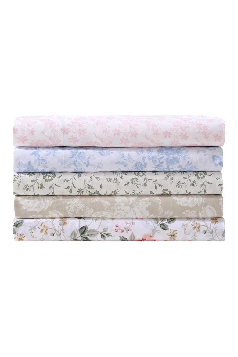 Antoinette Floral 200 Thread Count Cotton Percale Sheet Set, Alternate, color, LIGHT PINK