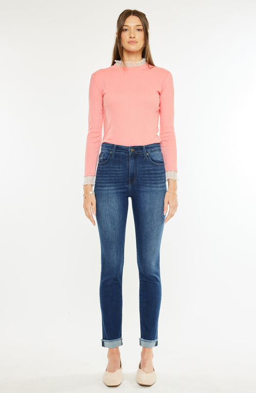 Kancan Janice Essentials High Rise Cigarette Leg Jeans In Blue