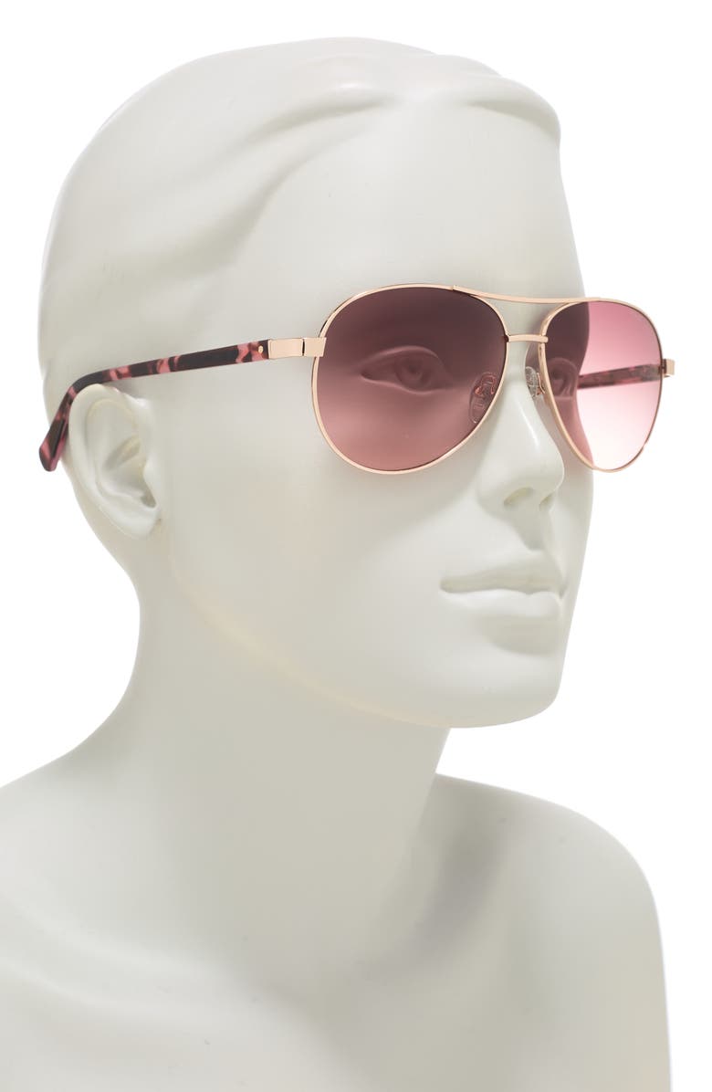 Kenneth Cole 60mm Aviator Sunglasses, Alternate, color, Rose Gold / Brown