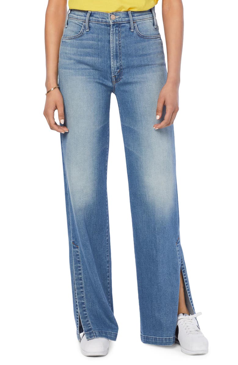 MOTHER The Hustler Sidewinder High Waist Slit Hem Bootcut Jeans, Main, color, 