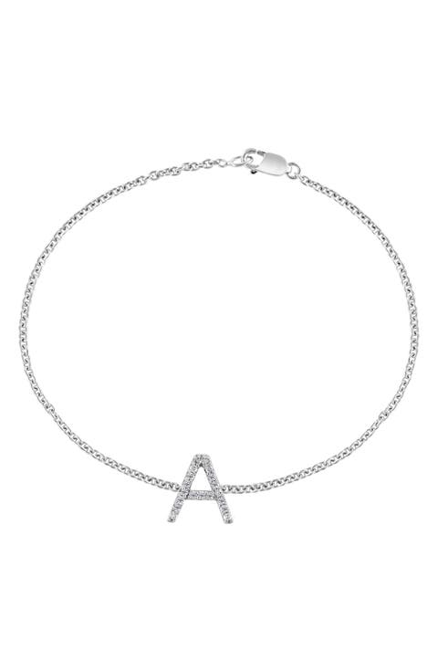Sterling Silver Diamond Initial Bracelet - 0.15 ctw
