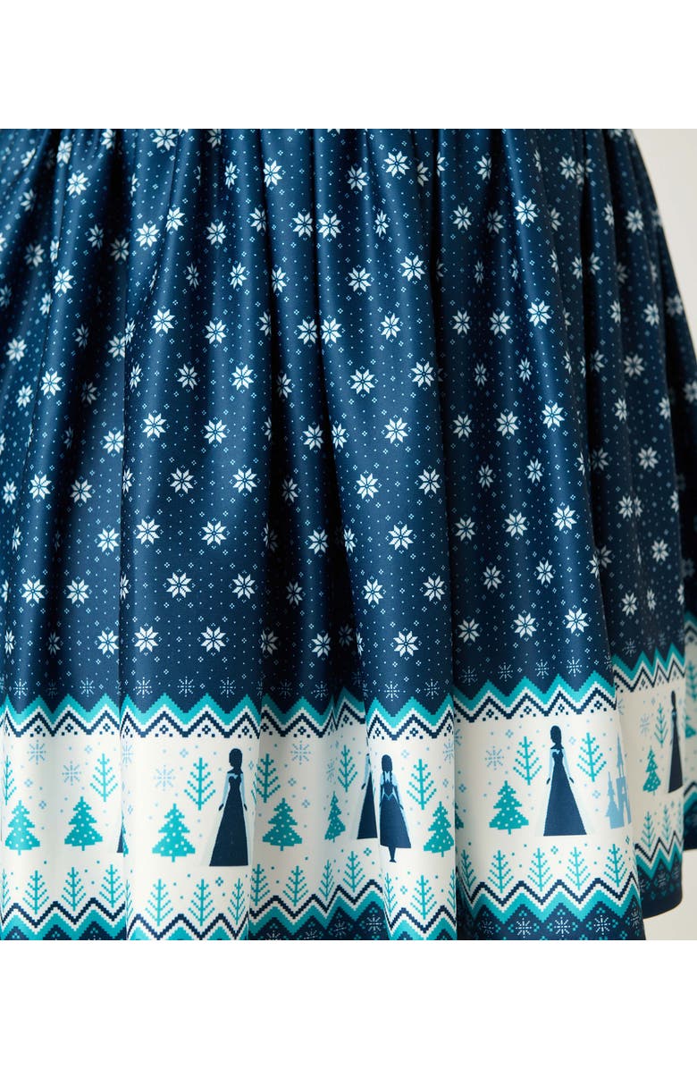 Unique Vintage Plus Size Boat Neck Belted Stephanie Fit & Flare Dress, Alternate, color, Blue Fair Isle Print