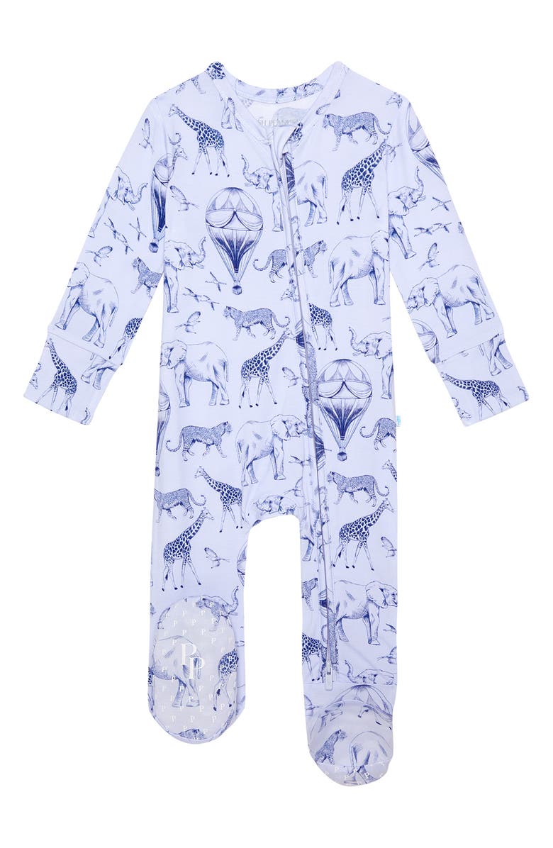 Posh Peanut Front Zip Footie, Main, color, Blue