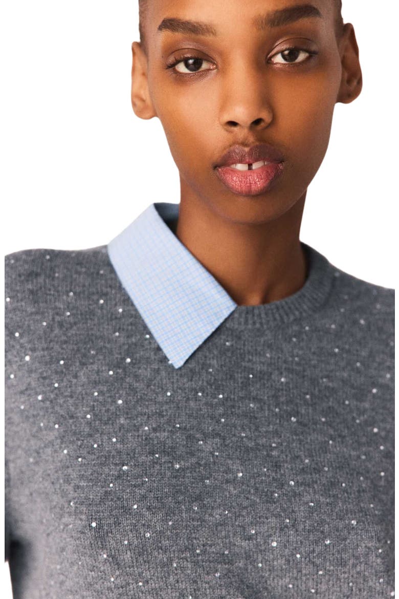 Removable rhinestone trim sweater, Alternate, color, Grey