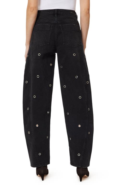 Habitual Evie High Waist Grommet Barrel Leg Jeans In Black