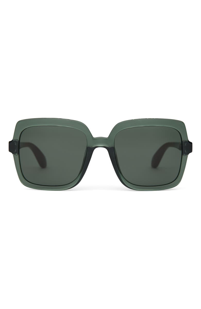 TOMS Athena 56mm Square Sunglasses, Main, color, Spruce Crystal/ Green Grey