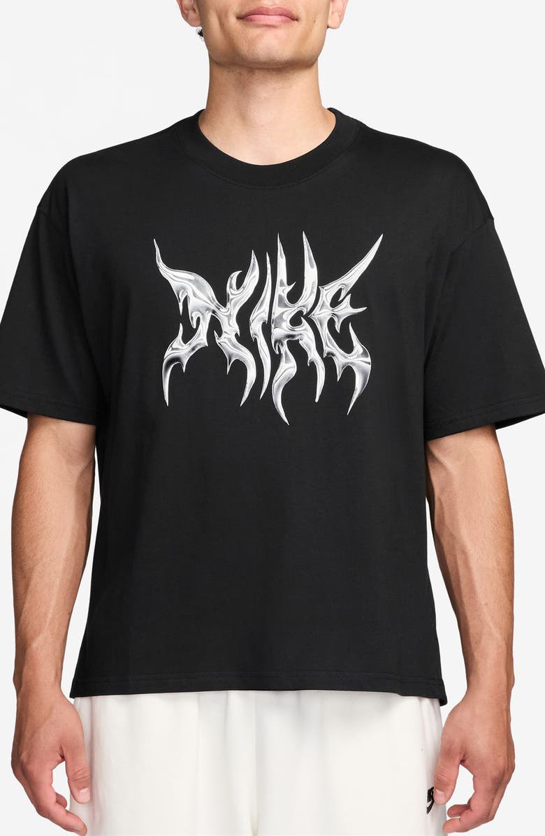 Nike Sportswear Loose Fit Cotton Graphic T-Shirt, Main, color, Black