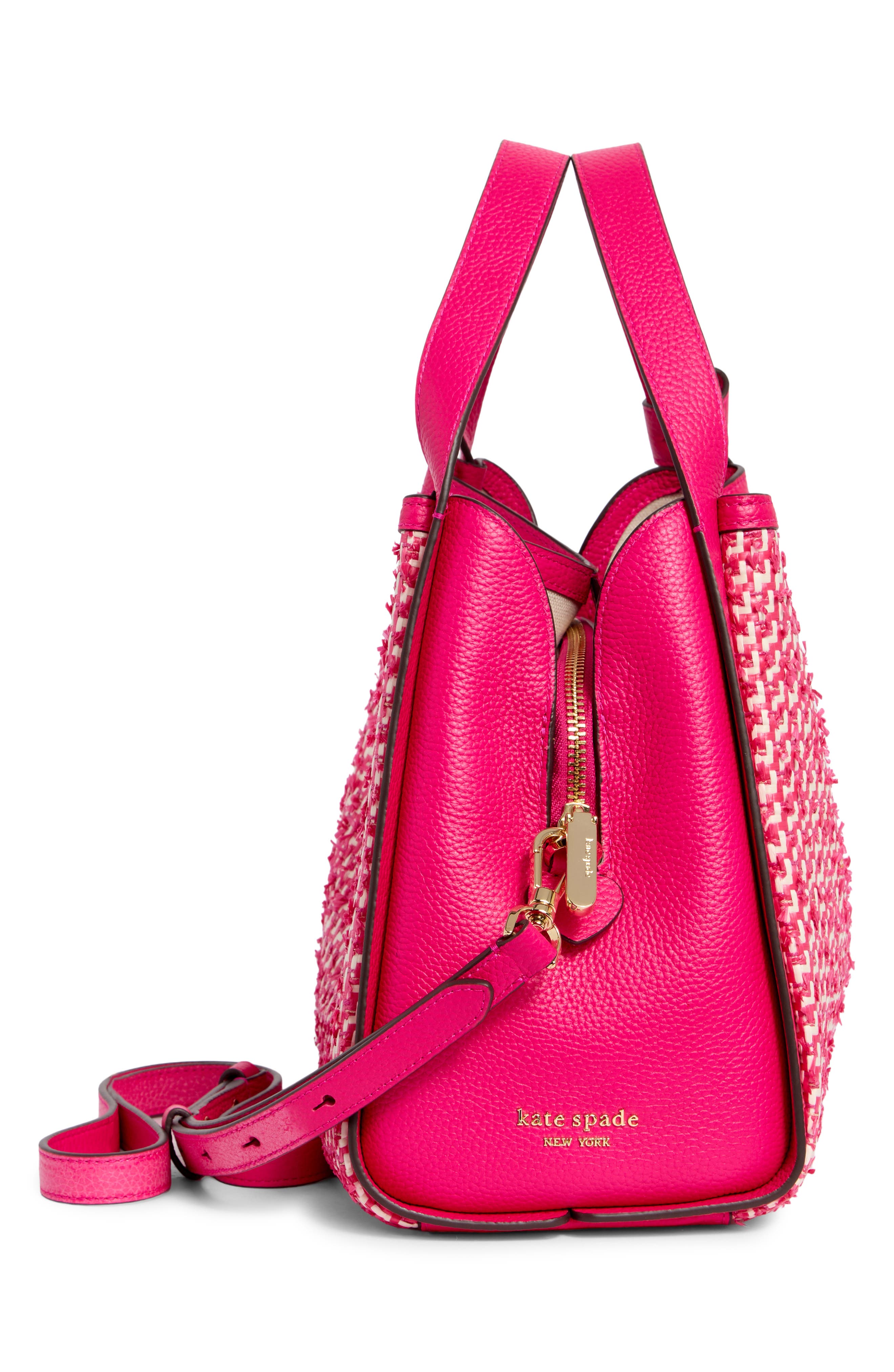 medium knot crossbody tote, Alternate, color, WILD RASPBERRY MULTI