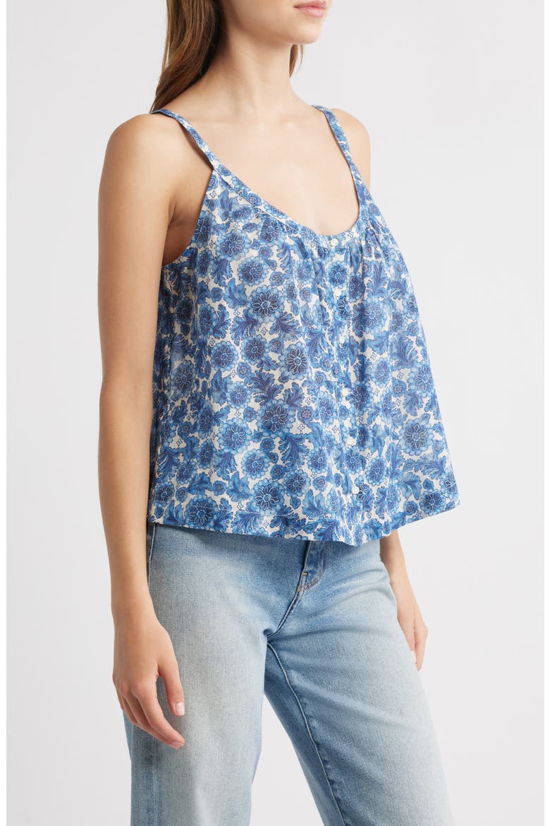 Nalina Front Button Organic Cotton Tank, Alternate, color, BLEU SOLEIL FLEURIT
