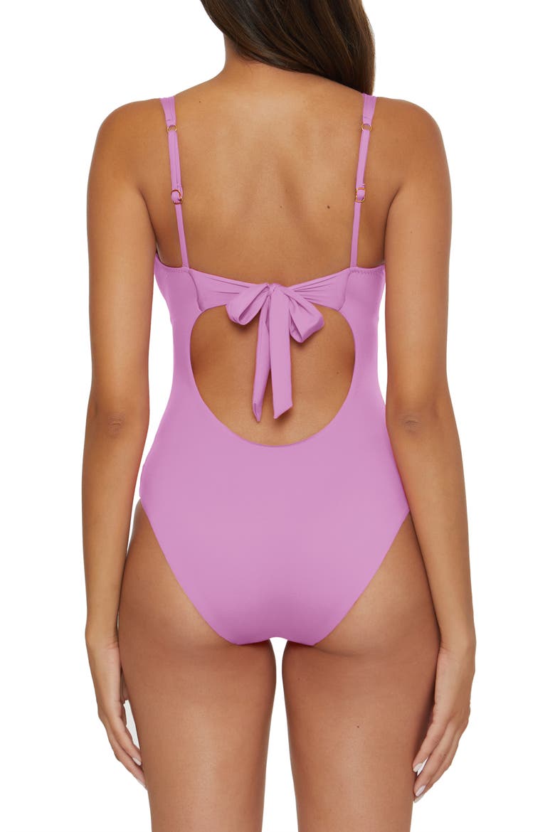 Shirred V-Wire One-Piece Swimsuit, Alternate, color, ORCHID