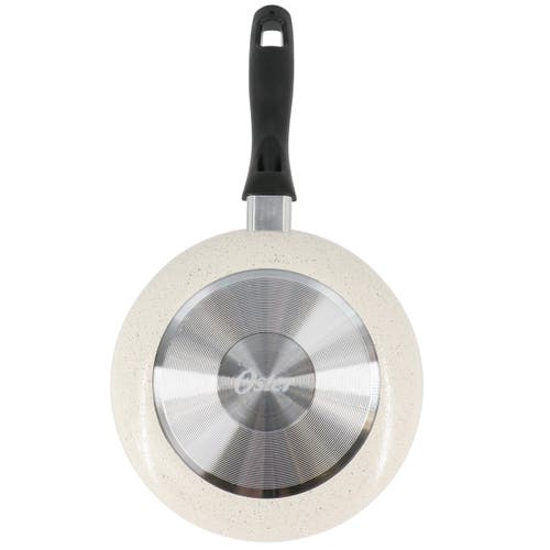 Oster Clairborne 9.5 Inch Round Nonstick Aluminum Frying Pan In Linen In White
