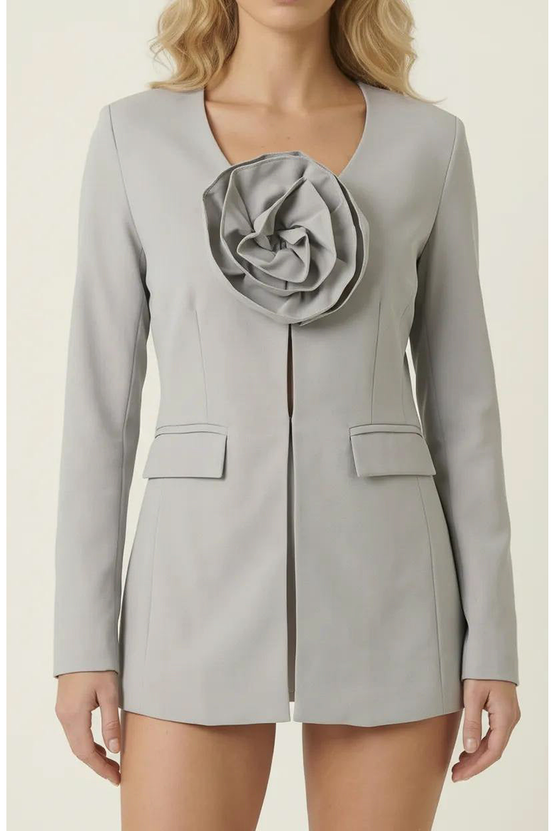 Rose Detail Blazer, Main, color, Gray