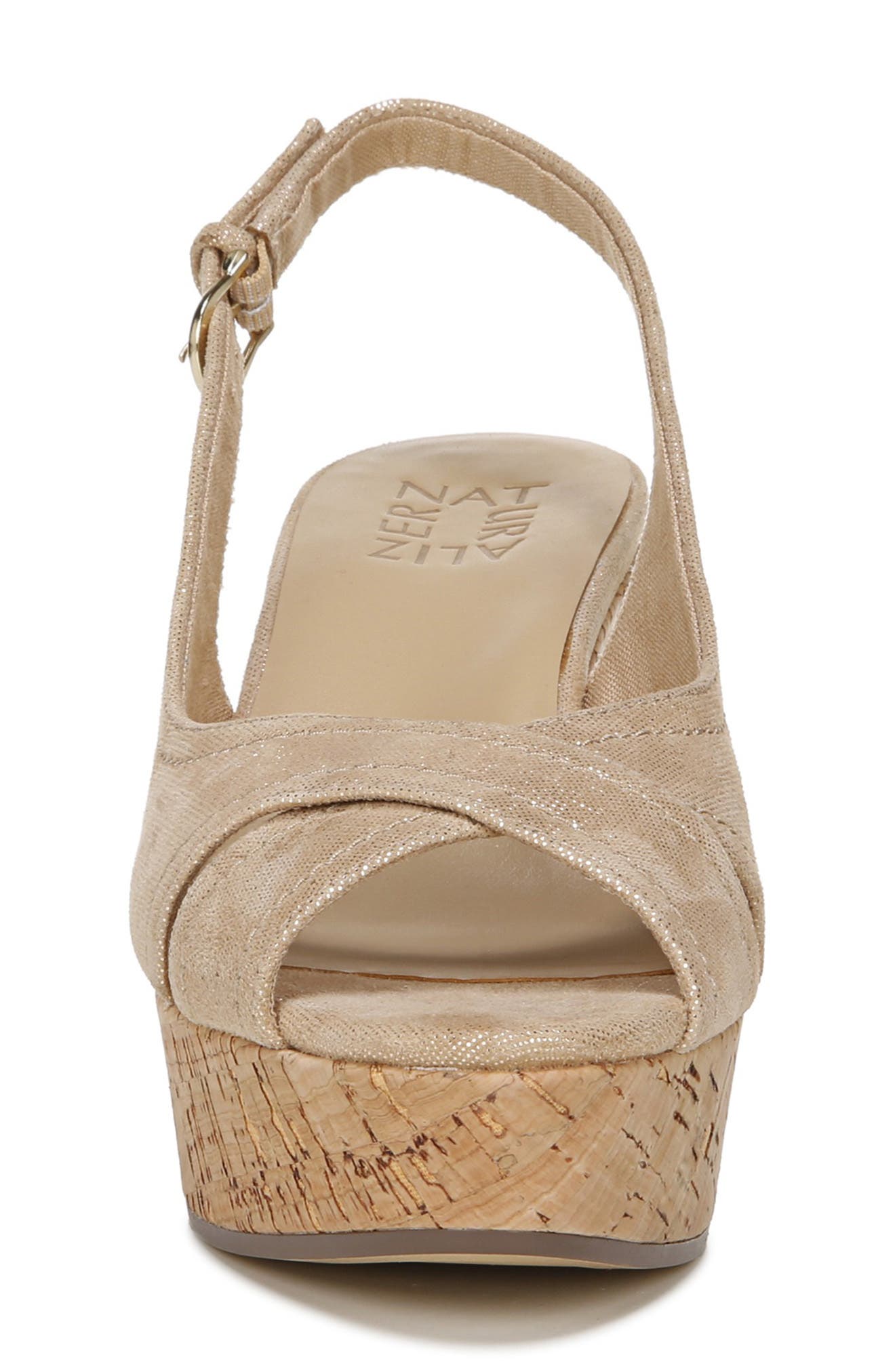 Zander Slingback Platform Wedge Sandal, Alternate, color, TAUPE GOLD