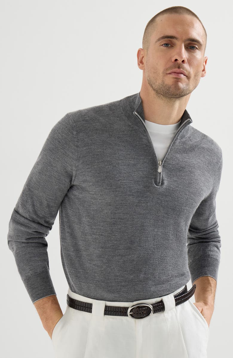 Brunello Cucinelli Lightweight sweater with zip, Alternate, color, 