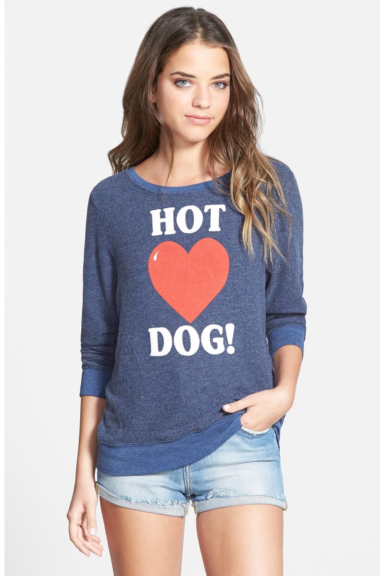 'Hot Dog Love - Baggy Beach Jumper' Pullover, Main, color, OPIUM BLUE